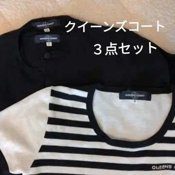 QUEENS COURT 반팔 니트 사이즈 2 스트라이프