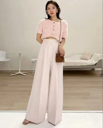 SNIDEL 와이드 라인 팬츠 핑크