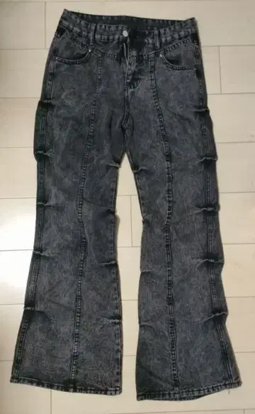 그레이 플레어 팬츠 스트레치 가공