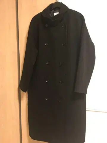 렙심 발마칸 울 혼방 더블 롱 코트 블랙