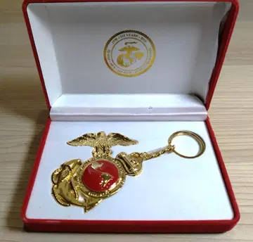 USMC 미국 해병대 문장 키링 골드