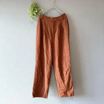 마우지 [M] 고급 캐주얼 럭셔리 린넨 블렌드 턱 테이퍼드 팬츠