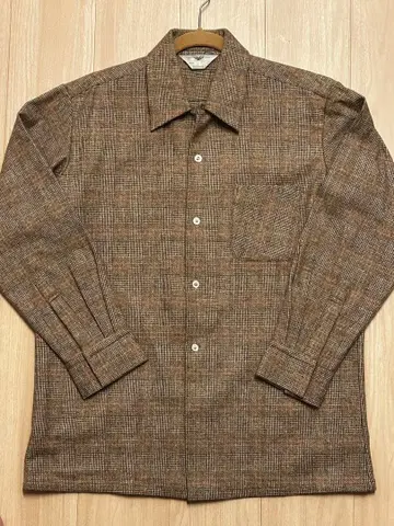 90s 체크 무늬 울 긴팔 셔츠 브라운 계열