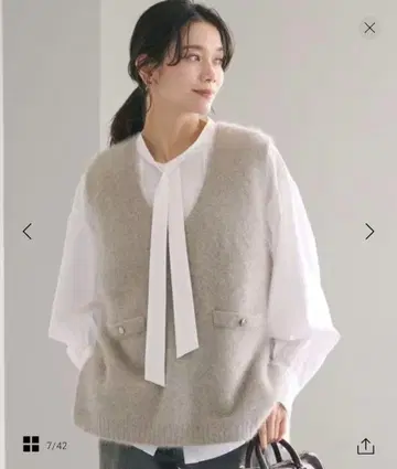 green label relaxing 헤어리 니트 베스트