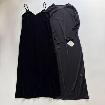 [로렌] 원피스 벨로아 롱 레이어드 시어 M