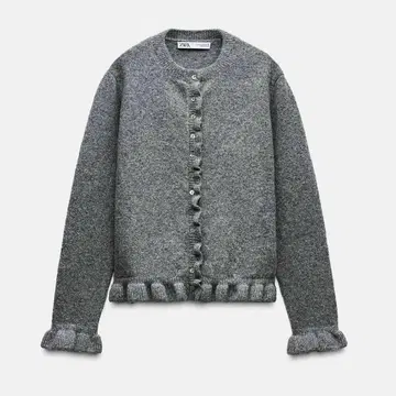 zara 자라 프릴 니트 가디건 그레이