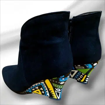 앵글 부츠 숏부츠 부티 블랙 스웨이드풍 웨지힐 부츠