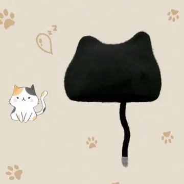 고양이 귀 플리스 베레모 블랙 캐주얼 페미닌 걸리시 개성 고양이