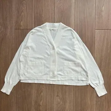 IENA 드라이 코튼 V넥 가디건 화이트 니트 가디건 면
