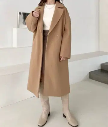 무지 체크 체스터 코트