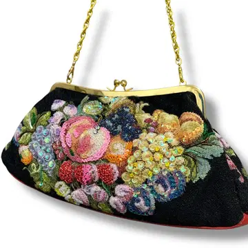 Think Bee! 싱크비 비즈 자수 가마구치 백 후르츠 패턴 체인