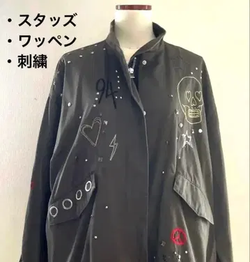 H&M 밀리터리 자켓 카키 스터드 자수