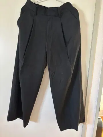 블랙 와이드 팬츠 허리밴딩