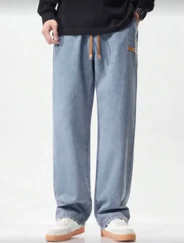 라이트 블루 데님 와이드 팬츠