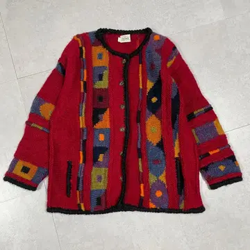 구제 의류 used 가디건 니트 3D 니트 자켓 패턴 빨간색