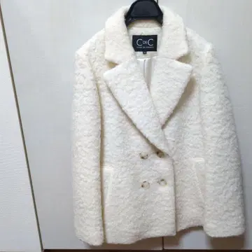 쿠 드 샹스 화이트 울 코트