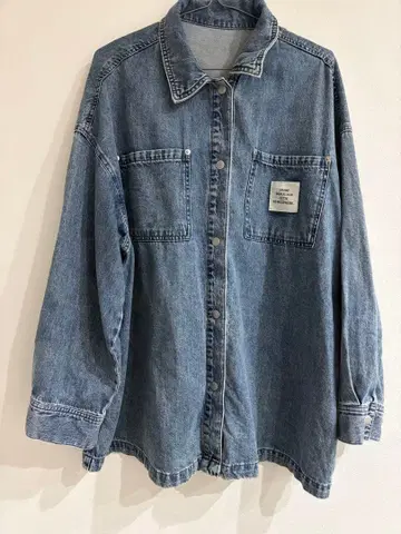 렙심 버튼 업 긴팔 빅 데님 셔츠