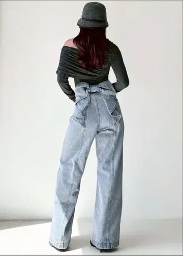 RESEXXY 백리본 데님 팬츠 라이트 블루