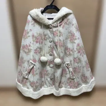 레어 LIZ LISA 플라워 프린트 꽃무늬 판초 케이프 코트 리본