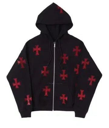 언노운 언노운 후드티 빨간색 십자가 큐빅 후드티 XL