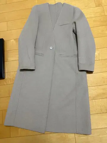 그레이 V넥 롱 코트