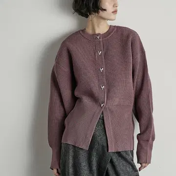 THE YOn 하트 단추 리브 니트 가디건