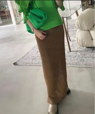 Ameri SHEER CROCHET TIGHT SKIRT