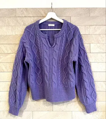 [ 새상품급 ] BEAUTY&YOUTH 케이블 스키퍼넥 니트 퍼플