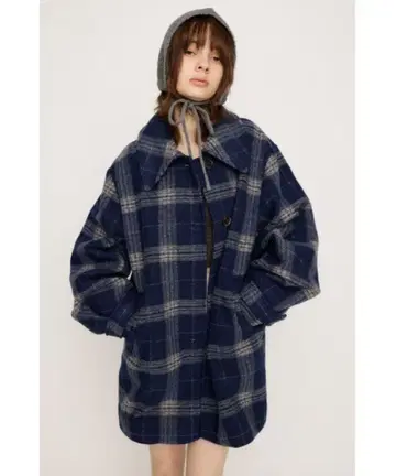 SLY 오버 미디 체크 코트