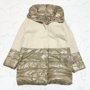 멜베이유방트 다운 코트 리버서블 베이지 S 사이즈 이소재 절개