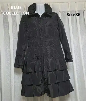 새상품급 BLUE COLLECTION 프릴 다운 롱 코트 블랙 36