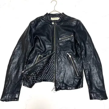뱅퀴시 가죽 자켓 싱글 라이더 도트 블랙 S 양가죽