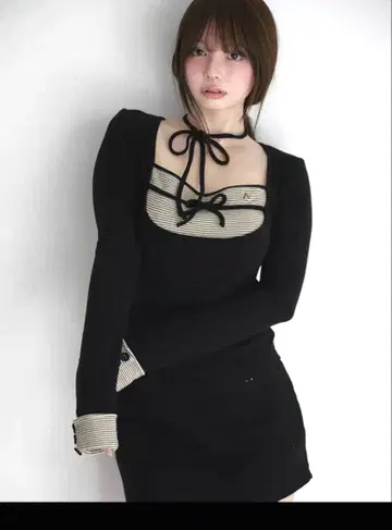 andmary Aiden baby ribbon set up black