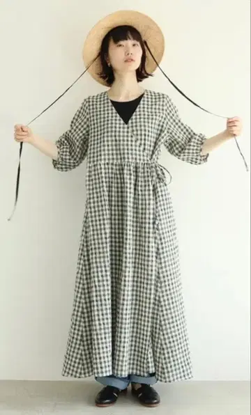 l'atelier du savon 깅엄 체크 카슈쿨 원피스