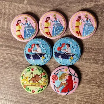 디즈니 캐릭터 자수 캔뱃지 7개 세트