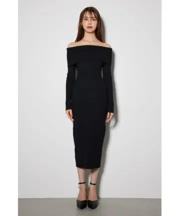 rienda 오프숄더 타이트 니트 원피스