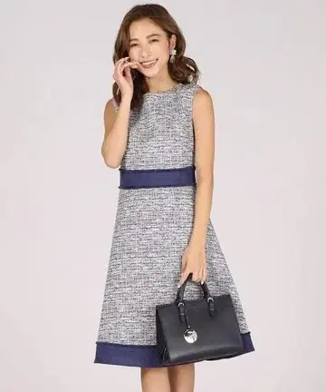 새상품 QUEENS COURT 퀸즈 코트 백 레이스 트위드 원피스