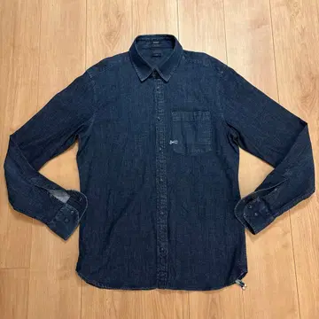DENHAM 다크 블루 긴팔 데님 셔츠