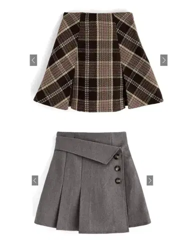 GRL 인팬트 안감 부착 비대칭 미니 스커트 체크 무늬 플리츠 스커트