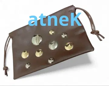 atneK 가죽 파우치 브라운 새상품 미사용 스터드