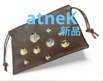atneK 가죽 파우치 브라운 새상품 미사용 스터드