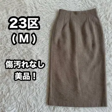 [ 23구 ] 타이트 스커트 울 실크 혼방 미들 기장 트위드 브라운 계열