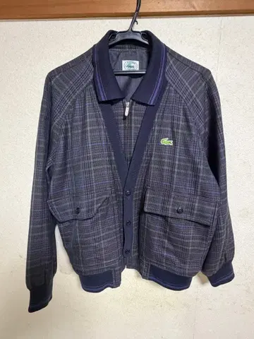 LACOSTE 네이비 계열 체크 가디건