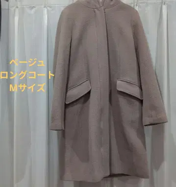 후드 부착 베이지 롱 코트