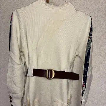 미사용품 아이보리 리브 니트 원피스