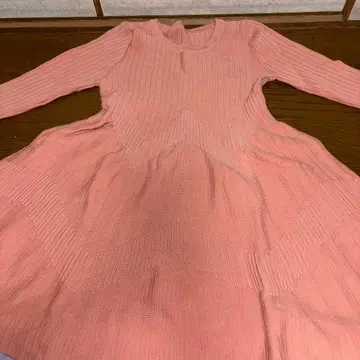 미사용품 핑크 리브 긴팔 니트 원피스