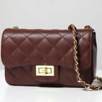 [ 새상품급 ] AULENTTI 체인 미니 숄더백 가죽 퀼팅 브라운