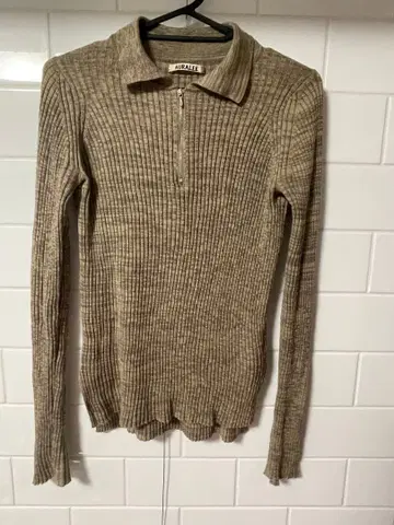 AURALEE 리브 긴팔 지퍼 상의