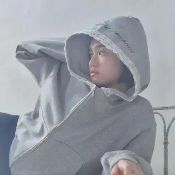 smeyon 레이스 컴팩트 지퍼 후디 그레이