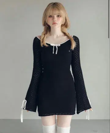 andmary Lily crochet mini dress 블랙
